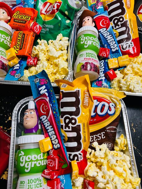 Movie Night Food Ideas For Kids, Toddler Movie Night Snacks, Pizza Movie Night Ideas, Store Bought Snacks For Party, Kids Movie Night Snacks, Kid Movie Night Ideas, Movie Night For Kids At Home, Toy Story Food Ideas Snacks, Toddler Movie Night Ideas