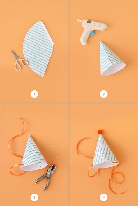 Diy Party Animal Decorations, How To Make A Party Hat Out Of Paper, How To Make Party Hats, How To Make A Party Hat, Diy Party Hats For Kids, Party Hats Diy Template, Birthday Hat Diy, Birthday Hat Template, Diy Birthday Hat