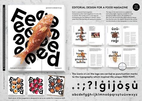 Feed Magazine identity Magazine Logo Design, Istanbul Logo, Typographic Cover, Food Magazine Layout, Magazine Logo, Logo Design Love, Unique Font, Poster Graphic, Style Moodboard