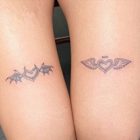 Maching Tattoos, Matching Friend Tattoos, Cute Matching Tattoos, Small Matching Tattoos, Devil Tattoo, Inspiration Tattoos, Bff Tattoos, Friendship Tattoos, Tattoo Cover