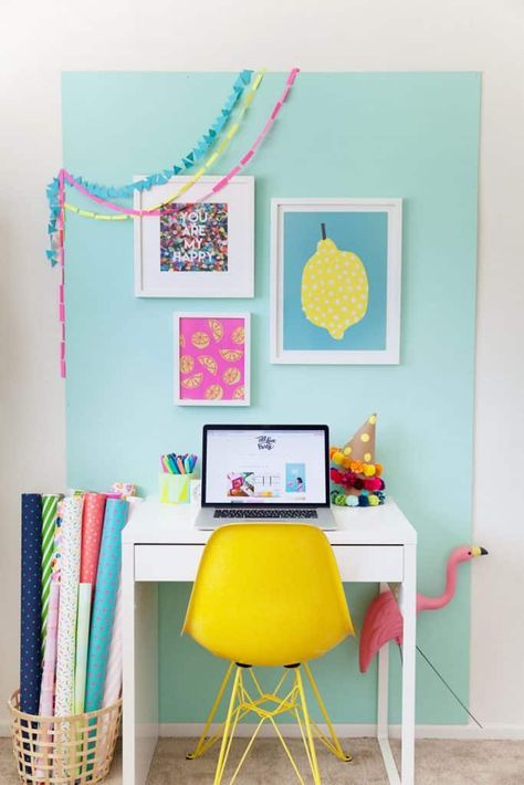 Home Office Decor Ideas: 5 Budget-Friendly Must-Haves Colorful Office Space, Colorful Workspace, Colorful Office Decor, Fun Office Decor, Colorful Office, Cool Office Space, Office Colors, Office Makeover, Cool Office