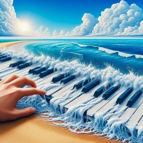 Music Notes Art, Piano Art, Wall Decor Crafts, Scenery Pictures, Musical Art, Landscape Canvas Art, Canvas Crafts, Embroidery Craft, The Piano