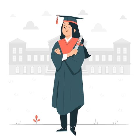 Degree Illustration, Graduate Illustration, Degree Cap, Graduation Illustration, Bachelor Of Science In Nursing, Vector Girl, Cap Graduation, Student Scholarships, Bachelor's Degree