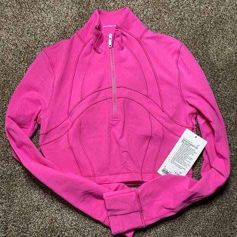 Lululemon Nwt Define Cropped Half Zip *Luon In The Color Sonic Pink Sncp Pink Functional Lululemon Activewear, Pink Lululemon Long Sleeve, Meadowsweet Pink Define Jacket, Lululemon Scuba Half Zip Pink, Lululemon Sonic Pink Scuba, Lululemon Collection, Cropped Half Zip, Adorable Homes Game, Athletic Outfits