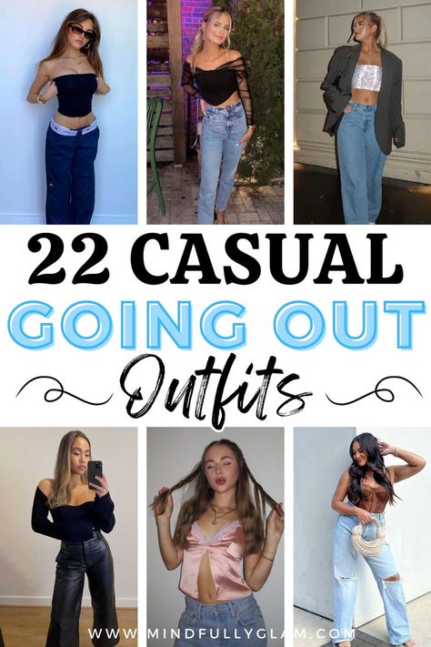 going out outfits Casual Going Out Outfit Night, Jean Party Outfits, Casual Party Outfit Night, Going Out Outfit Ideas, Trendy Going Out Outfits, Outfit Ideas Date Night, Outfits Date, Night Out Outfits, Girls Night Outfit