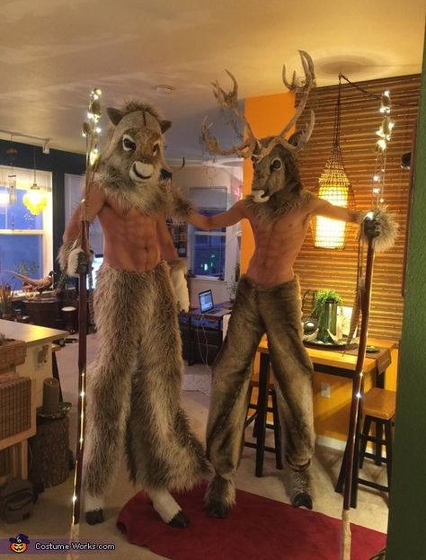 Minotaur Costume, Jumping Stilts, Half Birthday Party, Wire Coat Hangers, Making Paper Mache, Musk Ox, Homemade Costume, Costume Works, Cheap Pants