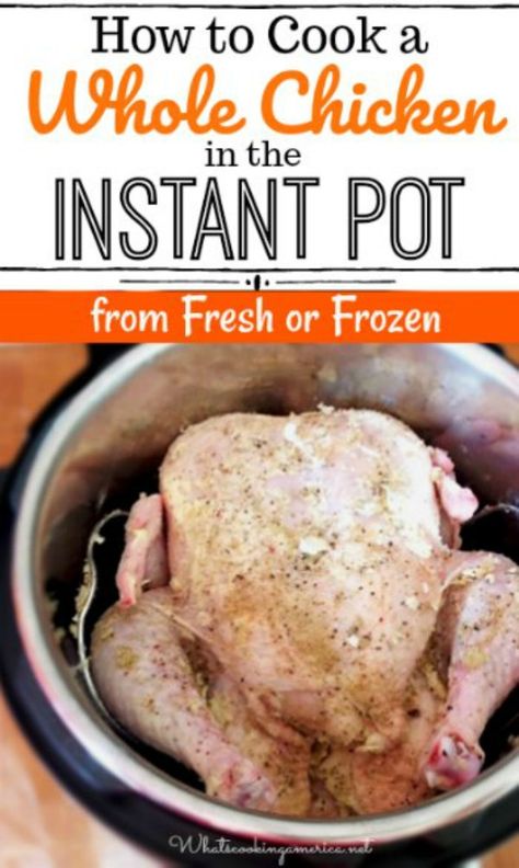 Pressure Cook a whole chicken in the Instant Pot to make life so much easier! Chicken In An Instant Pot, Instant Pot Whole Chicken, Cooking Whole Chicken, Moist Chicken, Whole Chicken Recipes, Diner Recept, Instant Pot Recipes Chicken, Stuffed Whole Chicken, Instant Pot Dinner Recipes