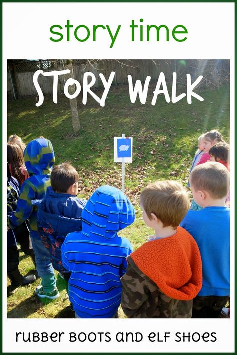 Outdoor Reading Activities, Story Walk Ideas, Outdoor Learning Activities, Family Literacy, Elf Shoes, Nature School, Library Activities, Outdoor Education, Library Lessons