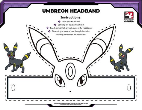 Sport your Umbreon pride by coloring and wearing your own Umbreon headband! Pokemon Kids Craft, Pokemon Party Decorations, 3rd Birthday Party For Boy, Pokemon Themed Party, Pokemon Badges, Pikachu Coloring Page, Pokemon Diy, Pokemon Craft, 3rd Birthday Party