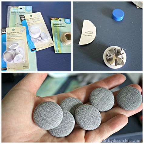 DIY buttons.   Hobby Lobby sells a button cover kit with 4 buttons and they also sell refills with 4 buttons each so I bought one kit for $2.99 and 7 refills for $1.99 each. Diy Tufted Headboard Tutorial, Tufted Headboard Tutorial, Hobby Lobby Furniture, Diy Tufted Headboard, Diy Bed Headboard, Headboard Tutorial, Diy Headboard Upholstered, Diy Gift For Bff, Tufted Headboards