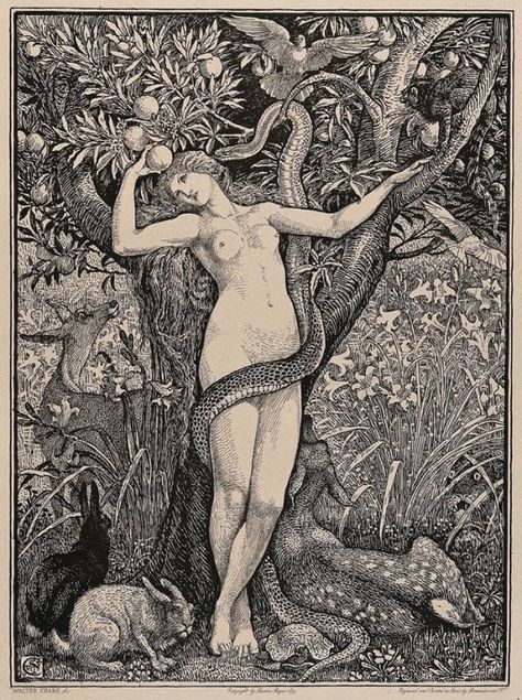 Garden Of Eden Tattoo, Eve Bible, Eve Tattoo, Attractive Images, Casting Spells, Shirley Jackson, Walter Crane, Wellcome Collection, Snake Art