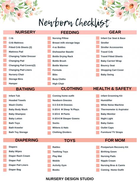 NEWBORN CHECKLIST PRINTABLE (1) Baby Needs List, New Baby Checklist, Newborn Checklist, Baby Registry List, Registry List, Baby Tub, Baby Registry Checklist, Registry Checklist, Pregnancy Planner