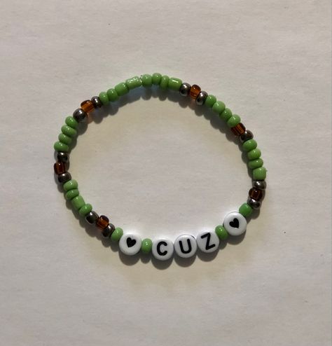 Bracelet made by me, matching cousin bracelets Cousin Bracelets Diy, Cousin Bracelets, Bestie Bracelets, Customised Bracelets, Guy Friends, Beaded Jewelry Designs, Matching Bracelets, Clay Beads, Diy Bracelets