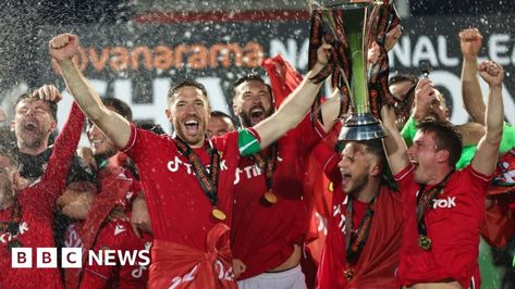 In Pictures: Elation in Wrexham as star-owned club win title - BBC News Wrexham Fc, Rob Mcelhenney, Homecoming Parade, English Football League, Bbc Sport, Hollywood Actors, Vegas Trip, National League, Ryan Reynolds