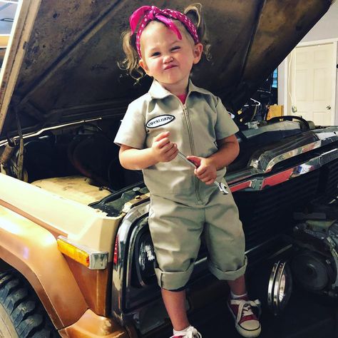 Mechanic - toddler costume ideas Girl Mechanic Costume, Girl Mechanic Outfit, Toddler Costume Ideas, Mechanic Costume, Baby Mechanic, Mechanic Clothes, Toddler Costumes Girl, Girl Mechanics, Halloween Costume Toddler Girl