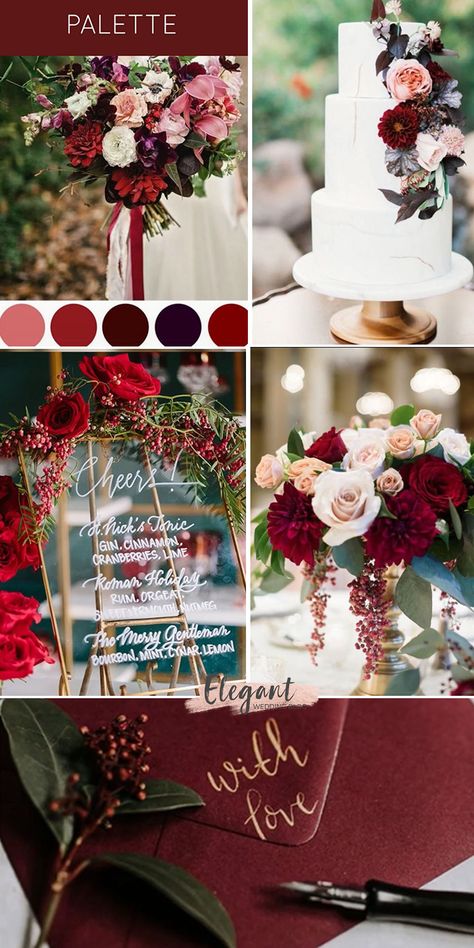 November Wedding Centerpieces, Burgundy Wedding Ideas, November Wedding Colors, Burgundy Wedding Colors, Popular Wedding Colors, Wedding Colors Red, Red Wedding Theme, Rustic Autumn, Winter Wedding Colors