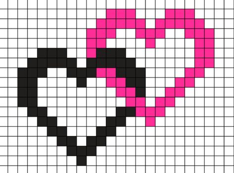 Heart Pixel Grid, Snake Pixel Art Grid, Easy Pixel Art Black And White, Girly Pixel Art, Goth Pixel Art Grid, Heart Pixel Pattern, Cross Perler Beads, Pixel Art Matching, Heart Grid Pattern