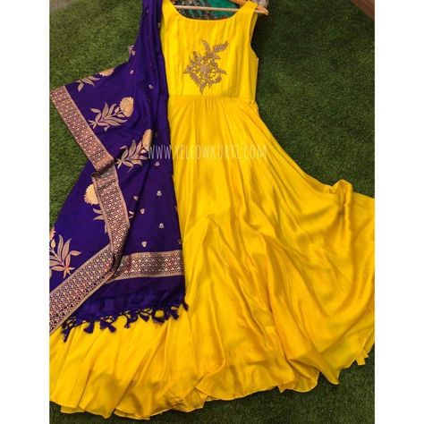 Yellow Contrast Color Dress, Frock Models, Yellow Color Combinations, Yellow Kurti, Best Makeup Tutorials, Formal Wear Women, Long Frock, Salwar Designs, Long Dress Design