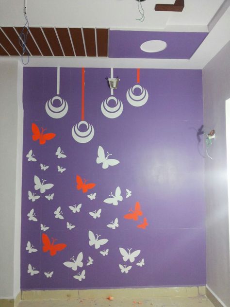 BUTTERFLY Asian Paints Wall Designs, Royal Play, Asian Paints Colours, L Shaped Bunk Beds, Musical Wall, Musical Wall Art, Room Partition Wall, Wall Stencil Designs, Wall Color Combination