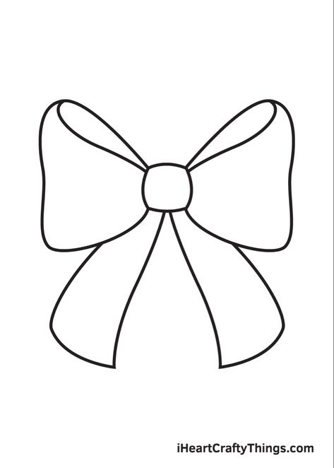 How To Paint A Bow On Canvas, Coqquete Drawings, Bow Drawing Simple, Drawing Doodles Easy, Cute Bow Drawing, How To Draw A Bow, Cute Outlines, Bow Coloring Pages, Simple Cartoon Drawings