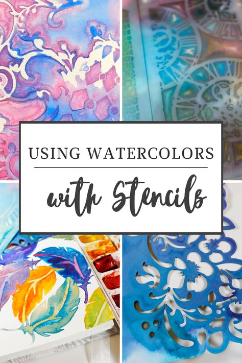 Using watercolors with stencils may seem like two things that don’t go together in your art journal. The loose nature of watercolor appears incompatible with stencils. But with a bit of experimentation and imagination, you can get some amazing and unexpected results using watercolors with stencils. When adding watercolors to stencils, you may need to change your expectation for the final result. Stencil Watercolor Art, Stencils And Watercolor, Watercolor With Stencils, Watercolor Stencil Painting, Watercolor Art Templates, Watercolor Tracing Patterns, Watercolor And Ink Abstract, Watercolor Paint Brushes, Watercolor Resist Painting