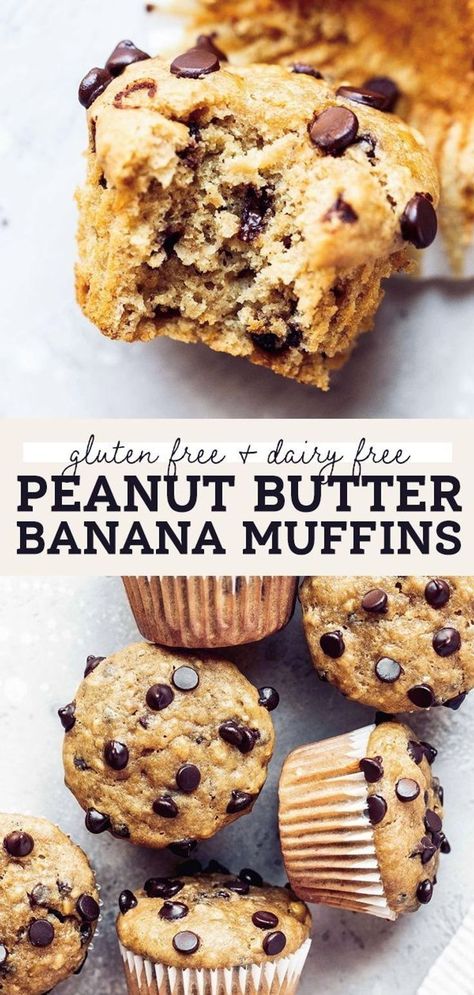 Easy Gluten And Dairy Free Recipes, Sugar Free Muffins Recipes, Gluten Free Dairy Free Lunch, Gluten Free Muffins Easy, Banana Muffins Gluten Free, Apartment Meals, Chocolate Chip Banana Muffins, Dairy Free Muffins, Gluten Free Banana Muffins