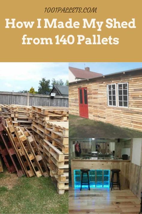 Pallet Cabin, Build A Bar, Pallet Shed Plans, Tiny Log Cabin, Pallet Barn, Pallet Playhouse, Pallet Building, Diy Wood Pallet Projects, Pallet Shed