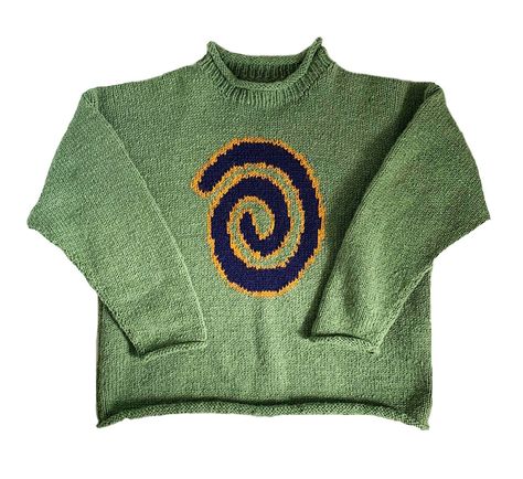 Now $150. Shop and get ideas of how to wear null Pachamama Green Wool Swirl Jumper — The Preloved Edit or find similar products for less. Swirl Sweater, Human Doll, Original Clothes, Green Wool, Outfit Shoplook, Knitted Jumper, Vintage Knitting, Green Sweater, New Wardrobe