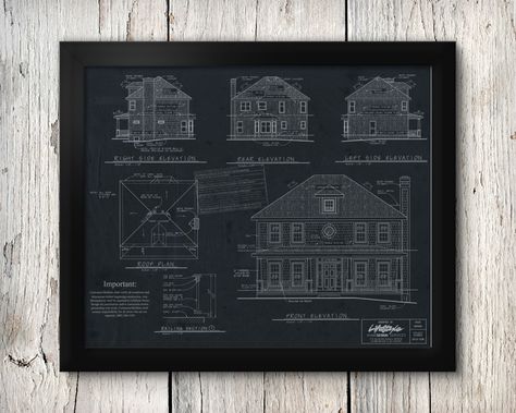 Make Vintage Blueprint Artwork from Your House Plan (With Photoshop) | The DIY Mommy Blueprint Art Decor, Framed Blueprints, Vintage Texture Background, Black White Illustration, Random Decor, Art Decor Living Room, Restoration Hardware Inspired, Barn Renovation, Blueprint Art