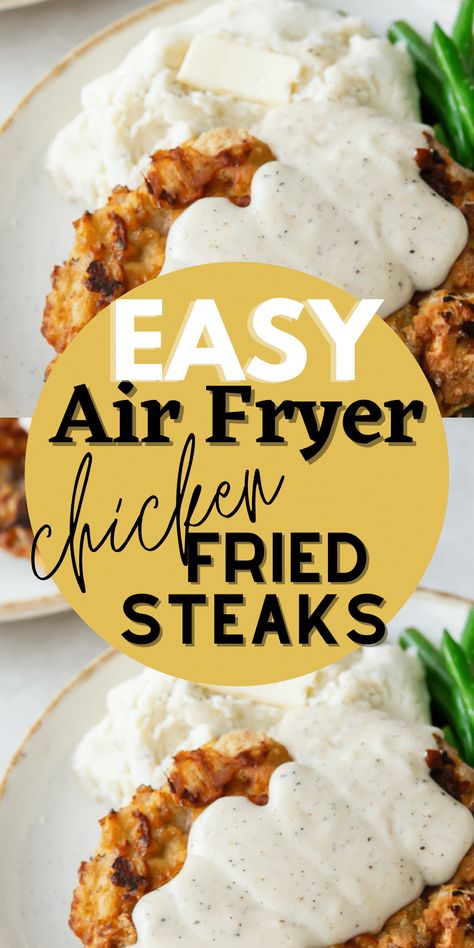 Country Fried Chicken And Gravy Air Fryer, Healthy Chicken Fried Steak Recipe, Instant Pot Country Fried Steak, Chicken Fried Round Steak, Chicken Fried Steak Bites Air Fryer, Chicken Fried Steak In The Air Fryer, Air Fryer Country Fried Chicken, Chicken Fried Chicken Air Fryer Recipe, Chicken Fried Steak Fingers Air Fryer