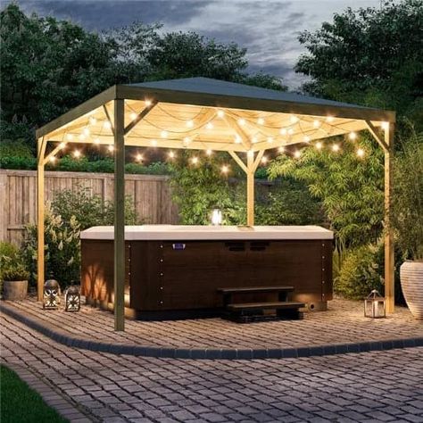 Transforming your outdoor area into a cosy spot for your inflatable hot tub is what we’re all about. We’ll cover everything you need to know! Wooden Gazebo Ideas, Deck Furniture Ideas, Covered Hot Tub, Building A Shed Base, Small Hot Tub, Inflatable Hot Tub, Hot Tub Gazebo, Gazebo Ideas, Outdoor Tub