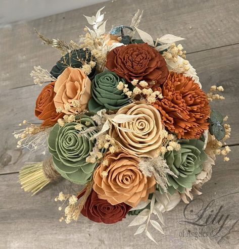 Bronze Wedding Bouquet, Bridesmaid Proposal Box Ideas Rustic, Sage Green And Burgundy Wedding Bouquet, Boho Wedding Bouquet Bridesmaid, Sage And Orange Wedding, Boho Wedding Colors Palette, Sage And Champagne Wedding, Green And Rust Wedding, Cheap Fall Wedding Ideas