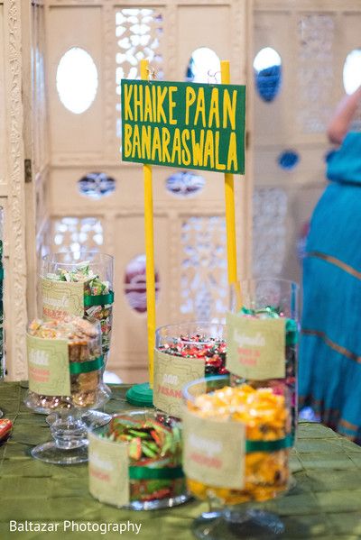 6 Adorable Ideas For Your Dessert Table! Bridal Shower Food Table, Food Table Decorations, Wedding Food Table, Bollywood Theme Party, Wedding Food Stations, Dessert Bar Wedding, Wedding Ceremony Signs, Party Dessert Table, Desi Wedding Decor