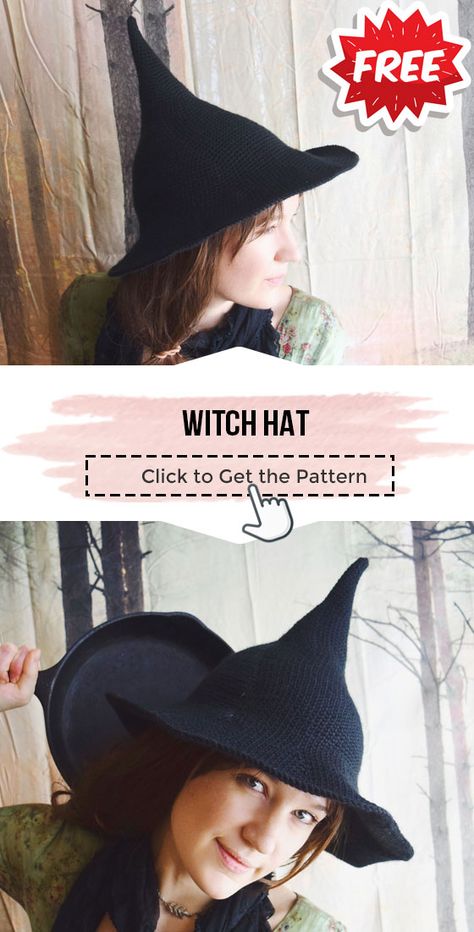 crochet Witch Hat free pattern - FREE Crochet halloween Pattern for Beginners. Click to Get the Pattern #halloween #crochetpattern #crochet via @shareapattern.com Witch Hat Crochet Pattern, Witch Hat Crochet, Morale Fiber, Witch Hat Pattern, Crochet Witch Hat, Teddy Bear Onesie, Crochet Witch, Yarn Tutorials, Witches Hats