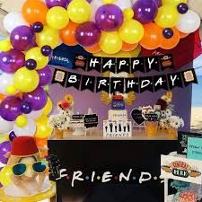 Friends Themed Birthday Party Decorations Balloon Garland Kit Happy Birthday Banner For Friends Tv Show Fans Birthday Supplies - Ballons & Accessories - AliExpress Friends Tv Show Decorations, Friends Tv Show Balloon Garland, Friends Balloon Arch, Friends Tv Themed Party, Friends Themed Backdrop, Friends Tv Show Party, Celebration Decorations, Birthday Supplies, Friends Show