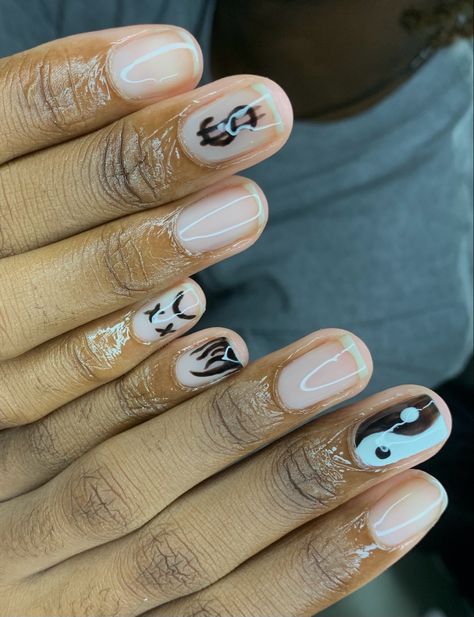 Natural Nail Designs Gel Art Ideas, Nail Art Designs On Natural Nails, Short Clear Nails With Design Men, Natural Nail Designs Men, Gel Nail Designs For Men, Mail Nail Art, Buff And Shine Nail Designs For Men, Buff And Shine Nails For Men With Art, Studs Nail Art