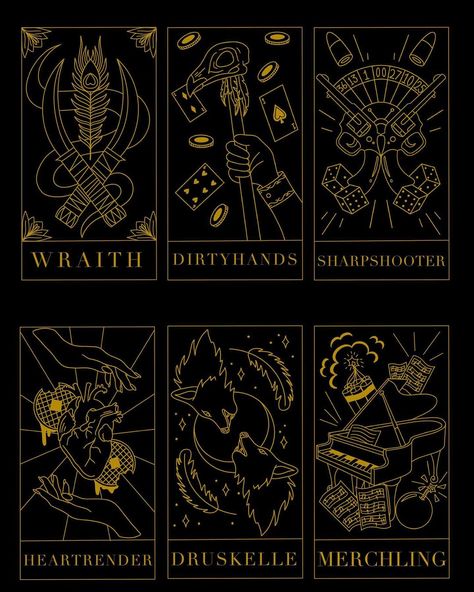 Shadow And Bone Tarot Cards, Six Of Crows Playing Cards, Six Of Crows Tarot Cards, Six Of Crows Book Aesthetic, Six Of Crows Cards, Crows Wallpaper, The Grishaverse, Caw Caw, Crow Books