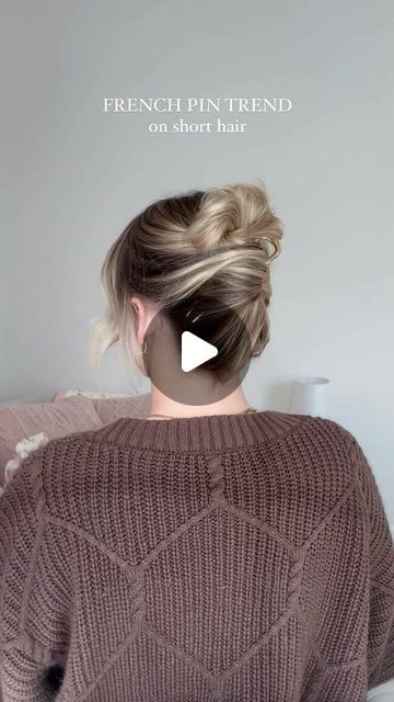 Alyssa Thrash on Instagram: "Trying the French pin hair trend on my short hair!! I loveee this hairstyle especially for the fall🤎🍂" French Clip Hairstyles, French Pin Hairstyles, French Pin Hair, French Hair Pins, Pin Hairstyles, French Pin, French Hair Pin, French Roll Hairstyle, French Roll