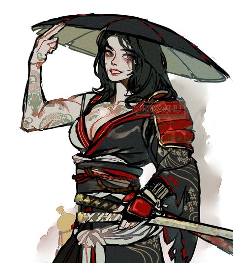 Human Dnd Character, Dnd Characters Art, Fighter Sketch, Dnd Character Concept, Npc Rpg, Ronin Samurai, Dnd Oc, Female Samurai, Heroic Fantasy