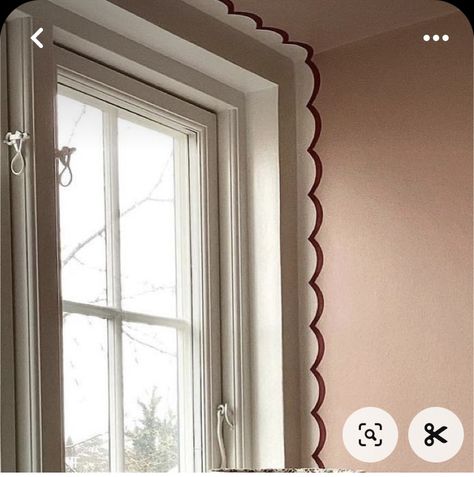 Scalloped Painted Ceiling, Painted Molding, White Interior Design, Deco Boheme, Wallpaper Border, Big Girl Rooms, Ikea Hacks, Interior Inspo, House Inspo