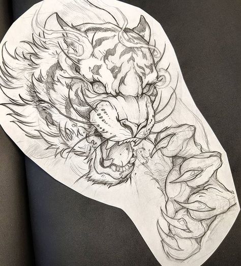 Here the tiger sketch for rafas piece #red9inetattoocompany Tato Flash, Japanese Tiger Tattoo, Tiger Sketch, Japanese Tiger, Tiger Tattoo Design, Kunst Tattoos, Sketch Tattoo Design, Japan Tattoo, Tattoo Art Drawings