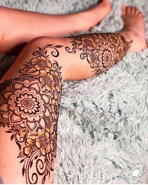 Henna Leg Tattoo, Leg Mehndi Design, Leg Mehendi Design, Thigh Henna, Leg Henna Designs, Hand Mehndi Designs, Henna Style Tattoos, Leg Henna, Henna Designs Wrist