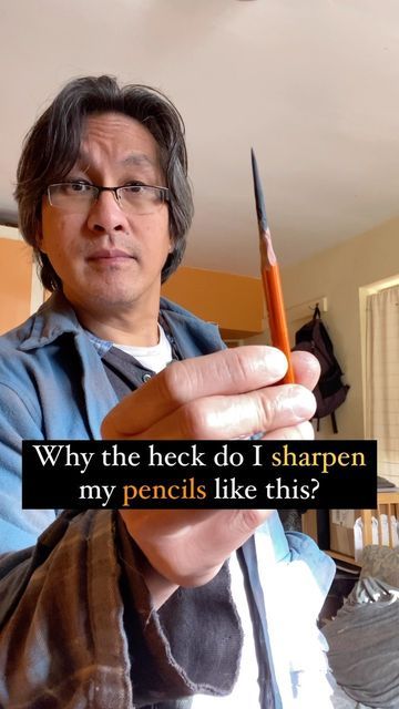 Calvin Lai | Artist | Painter on Instagram: "Why the heck do I sharpen my pencils like this? Now, for me, this really applies to charcoal pencils and not graphite ones (though I know some who do this with their graphite pencils too). I use a utility knife to whittle the pencil down, exposing a long section of the charcoal. I then shape the charcoal to a point with the knife or with sandpaper. You have to be careful as the charcoal can break easily, and the knife can cut you. It seems excessive a Charcoal Art Ideas, Charcoal Pencil Drawings, Charcoal Pencil Art, Graphite Pencil Drawings, My Drawing Style, Holding A Pencil, Drawing With Charcoal, Charcoal Artists, Sketching Pencil