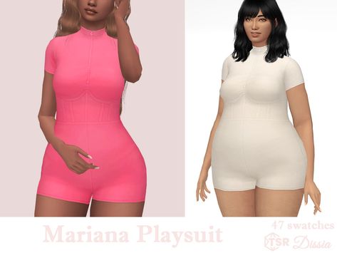 The Sims Resource - Mariana Playsuit Sims 4 Cc Sportswear, Sims 4 Jumpsuit, Sims 4 Sims, Cc Sims4, Money Clothes, Sims 4 Cas Mods, Sims Clothes, Dress With Gloves, Skull Dress