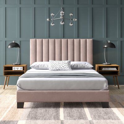 Platform Bed With Nightstands, Bed With Nightstands, Tufted Headboard Bed, Upholstered Bedroom Set, Tufted Platform Bed, Platform Bedroom Sets, Mid Century Nightstand, Upholstered Bedroom, Style Nightstand