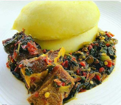 Egusi Soup Nigerian Food, Nigeria Lunch Idea, Nigerian Swallow Food, Ogbono Soup Nigerian Food, Nigerian Culture Aesthetic Food, Ghanaian Dishes, Pounded Yam, Swallow Food, Ghana Food