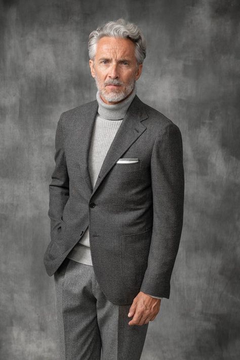 Jacket & Trousers Pini Parma, Turtle Neck Style, Grey Jacket, Gentleman Style, Capsule Collection, Fall Looks, Gray Jacket, Mens Fashion Casual, Simple Outfits