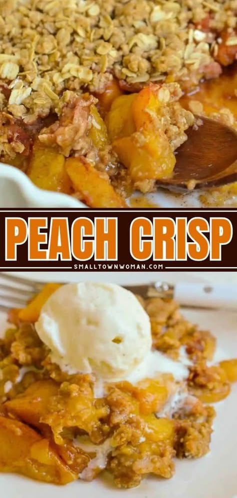 4th Of July Baking, Peach Cobbler Crisp, Fresh Peach Crisp, Oatmeal Crumble Topping, Easy Peach Crisp, Fruit Crisp Recipe, Cultural Foods, Oatmeal Crumble, Oatmeal Toppings