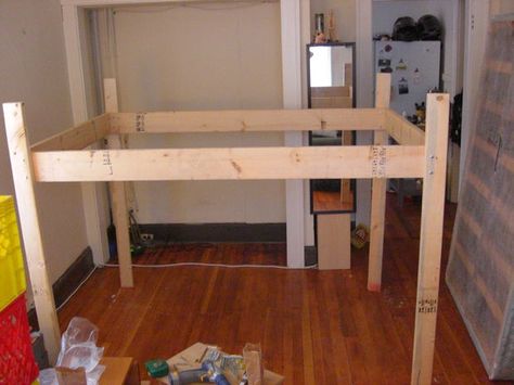 8 Steps to building your own Elevated Bed Elevated Bed Frame, Tall Platform Bed, Raised Platform Bed, Diy Twin Bed, Raised Bed Frame, Tall Bed Frame, Diy Beds, High Bed Frame, Build A Loft Bed