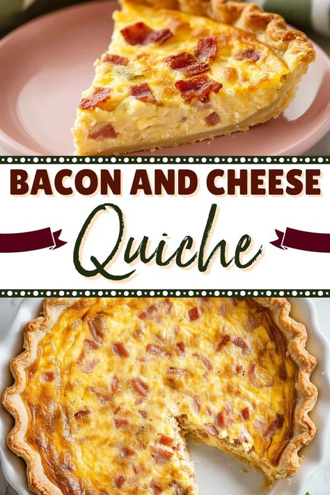 This bacon and cheese quiche recipe combines smoky bacon, rich cheeses, and a creamy custard filling. Serve it for breakfast, brunch, or even dinner! Quiche Recipes With Bacon, Easy Breakfast Quiche Recipe, Simple Quiche, Pillsbury Quiche Recipe, Quiche With Bacon, Best Breakfast Quiche, Quiche With Sausage, Breakfast Ideas Quiche, Bacon And Sausage Quiche Recipes